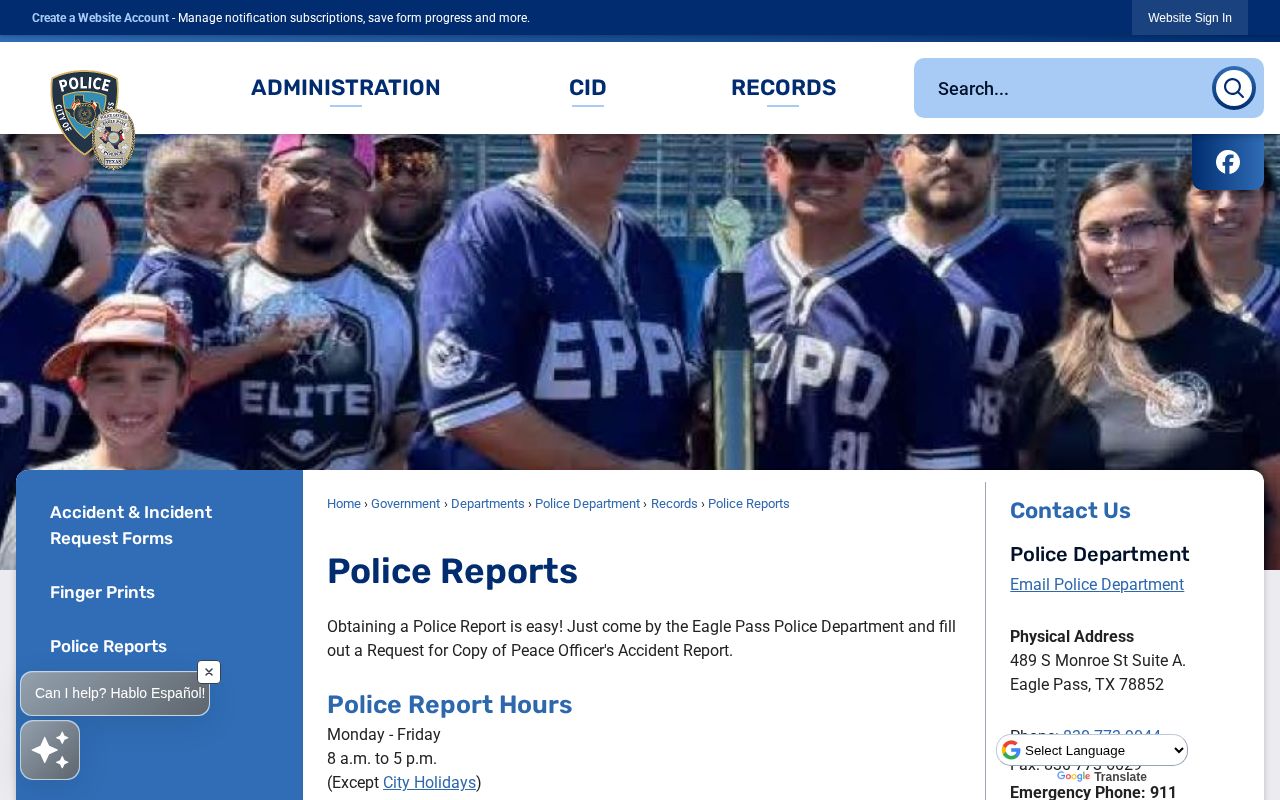 Maverick County Eagle Pass Police Reports arrest record request page