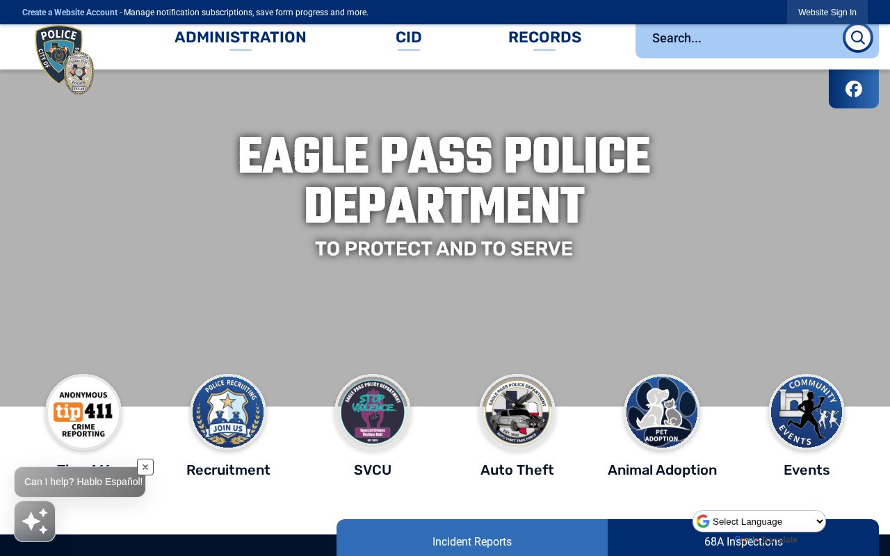 Maverick County Eagle Pass Police Department arrest record contact page